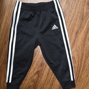 Adidas Kids Black Joggers with White Stripes